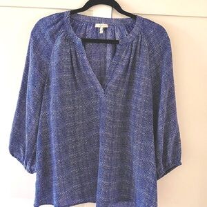 Joie Blue & White Lovely Silk Dot Blouse, sz S